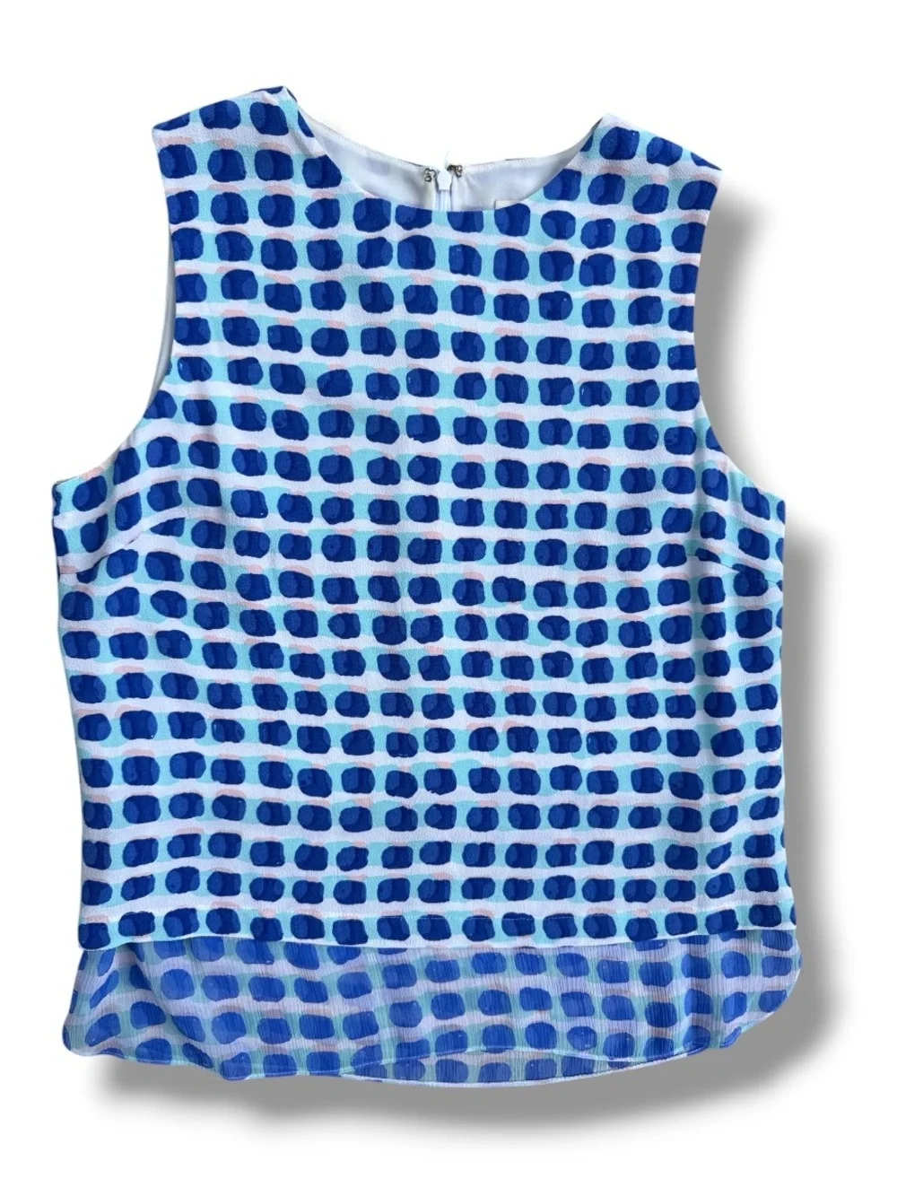 Kate Spade New York 'Island Stamp' Double Layer Blue/White Tank Top Size 8
